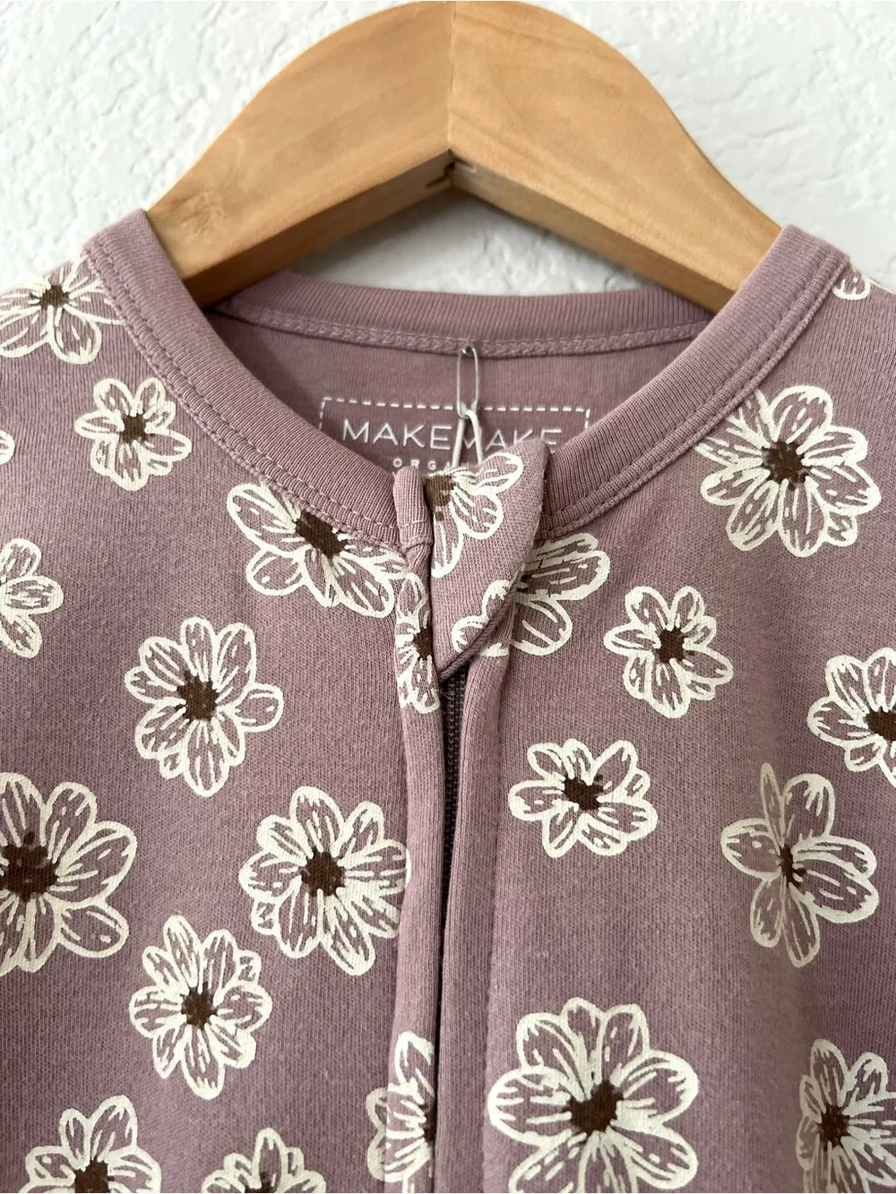 Makemake Organics Sleeper 18-24M Mauve Floral Two Way Zip Organic Cotton NWT
